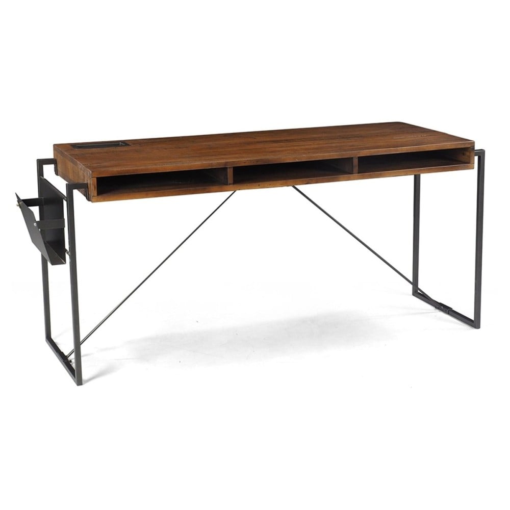 Escrivaninha Moderne em Madeira Maciça com 3 Nichos e Revisteiro Estrutura em Aço Carbono Design by Pedro Mendes