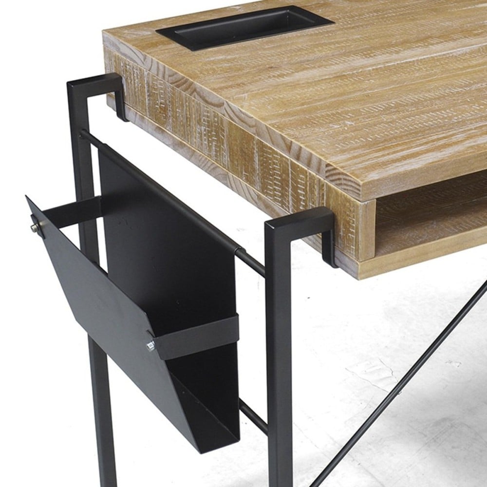 Escrivaninha Moderne em Madeira Maciça com 3 Nichos e Revisteiro Estrutura em Aço Carbono Design by Pedro Mendes