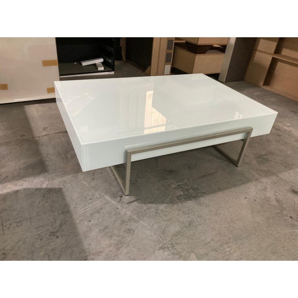 Mesa de Centro Viena Retangular Tampo Vidro Pés em Metal Design Contemporâneo 2