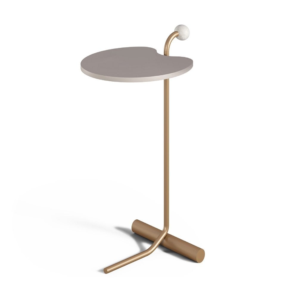 Mesa Apoio Sofá Belans Design Orgânico Tampo com Acabamento Melamínico Estrutura Metálica
