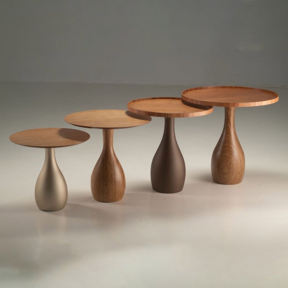 Mesa de Apoio Pinne Tampo Bandeja Laminado Base Pedestal em Madeira Maciça
