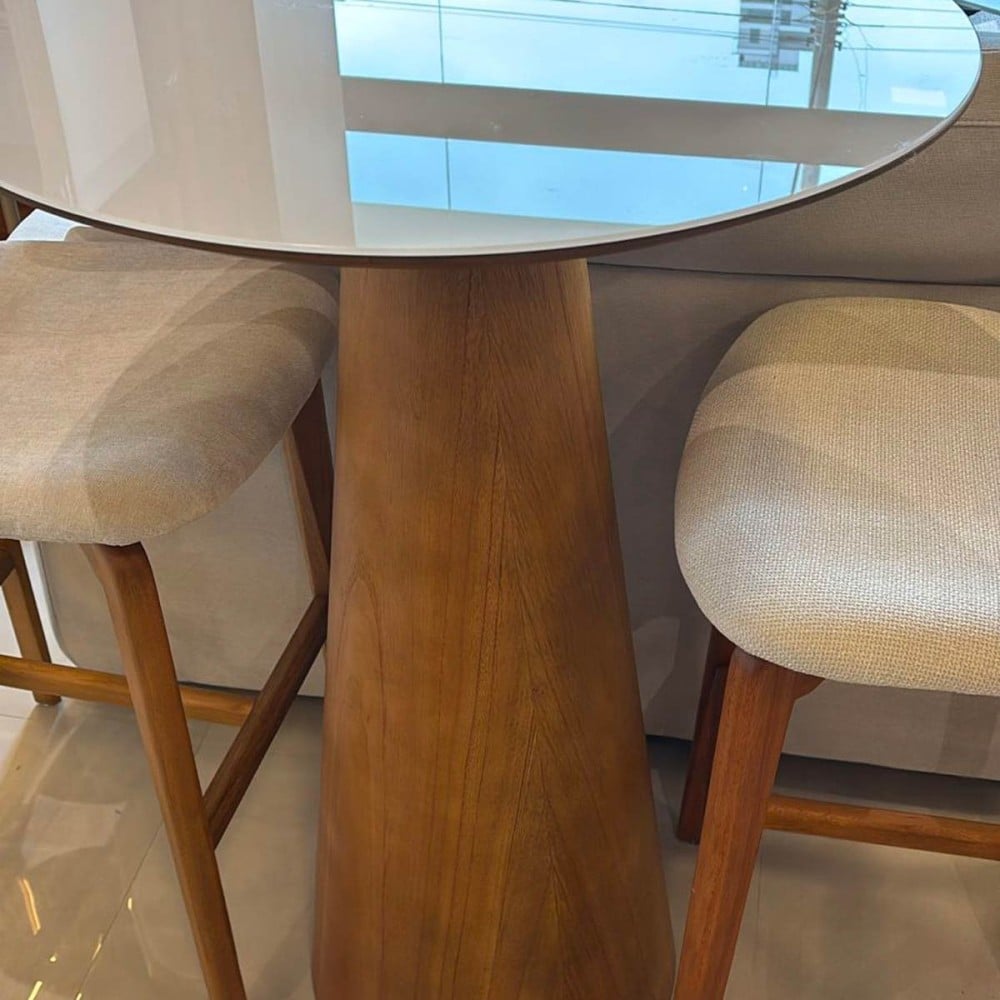 Mesa Bistrô Jaxon Tampo Redondo e Base Cônica em Madeira Laminada Tingida