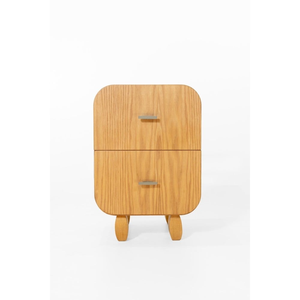 Mesa de Cabeceira Martini com 2 Gavetas em Lâmina de Madeira e Pés Esculpidos em Madeira Tauari Design by M7 Estúdio