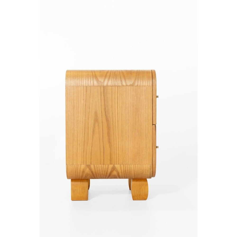 Mesa de Cabeceira Martini com 2 Gavetas em Lâmina de Madeira e Pés Esculpidos em Madeira Tauari Design by M7 Estúdio