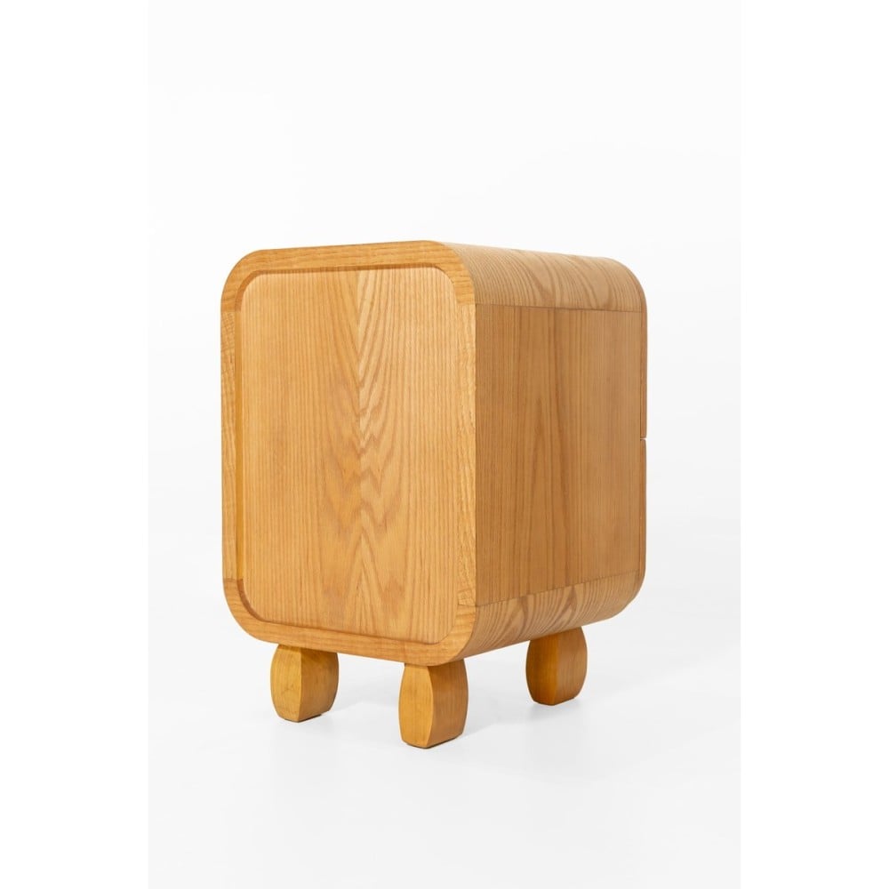 Mesa de Cabeceira Martini com 2 Gavetas em Lâmina de Madeira e Pés Esculpidos em Madeira Tauari Design by M7 Estúdio