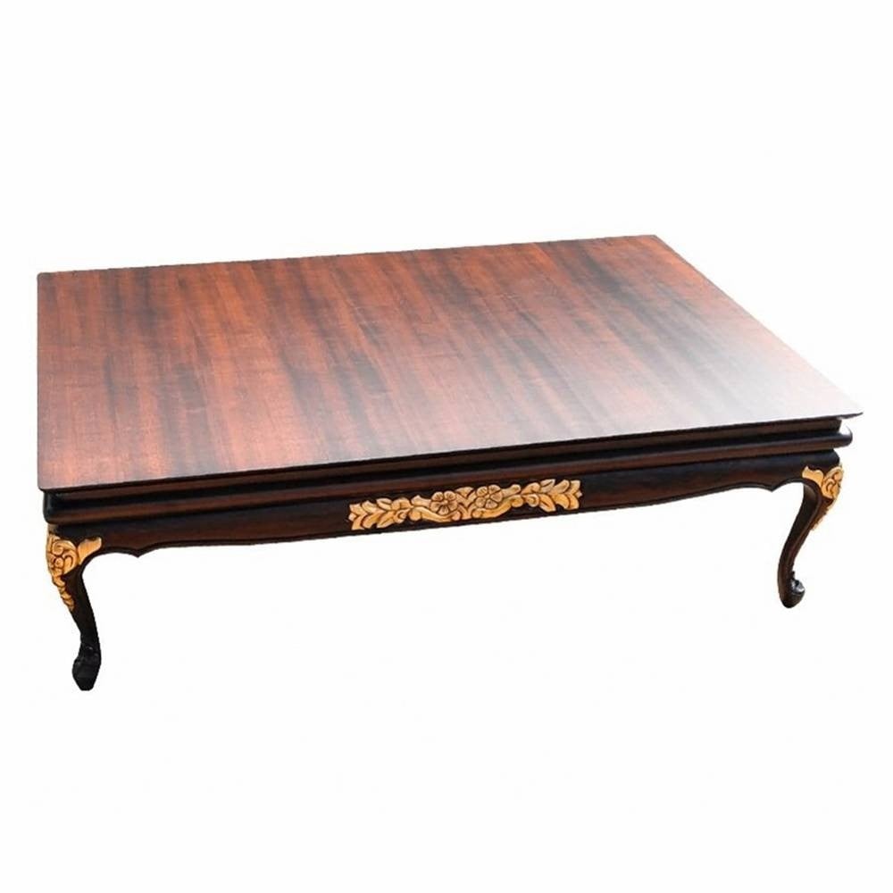 Mesa de Centro Provençal Entalhada em Madeira com Pinturas Personalizadas