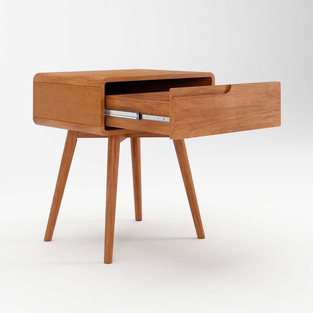 Mesa de Cabeceira Belkis com Gaveta Estrutura Madeira Eucalipto