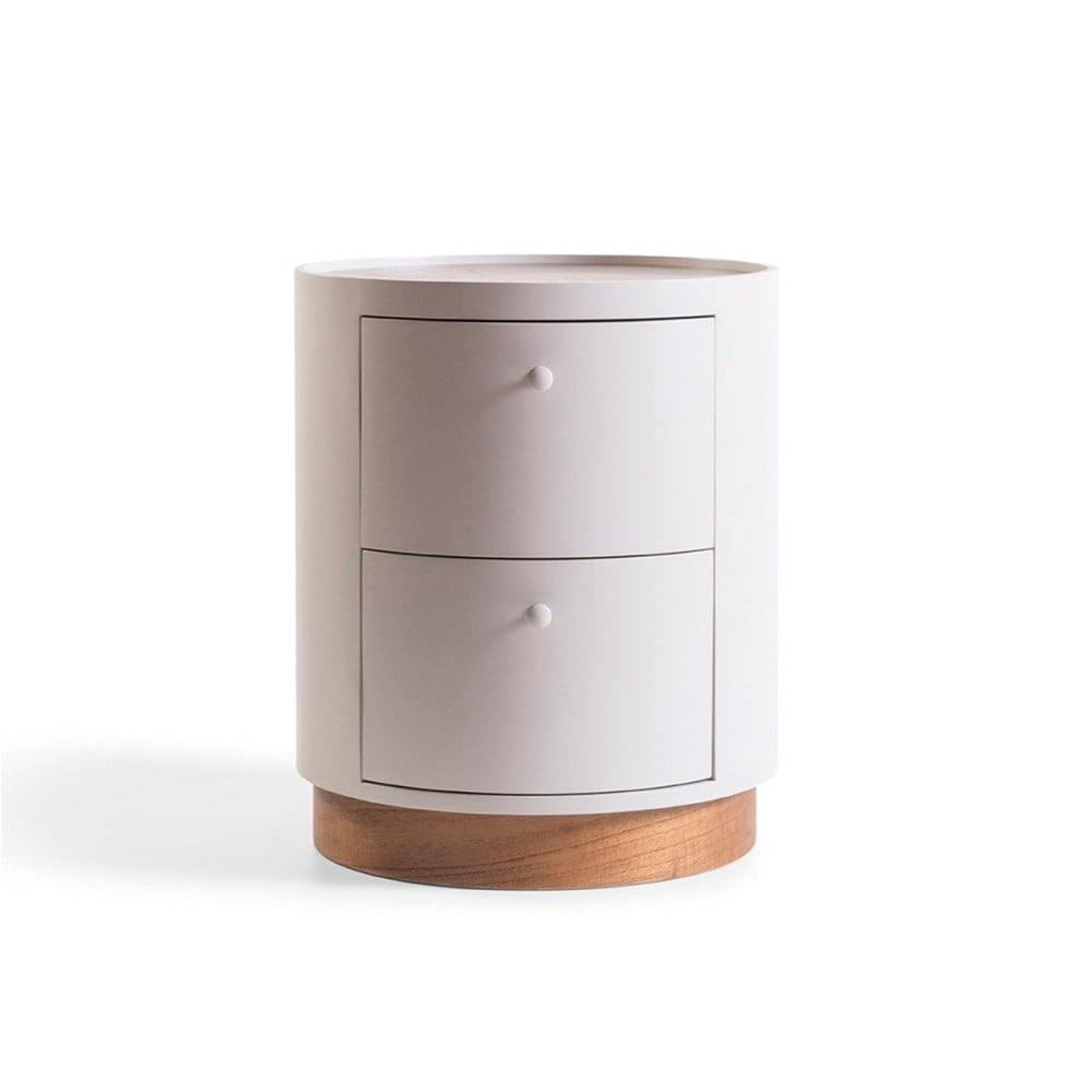 Mesa de Cabeceira Sellium com 2 Gavetas Tampo Bandeja e Base Laminada Estrutura Pintura Laca Fosca