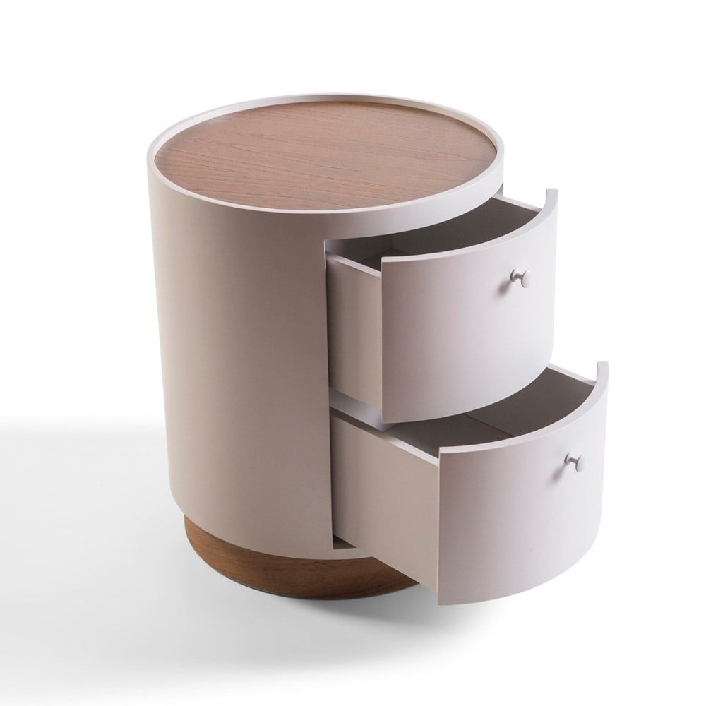 Mesa de Cabeceira Sellium com 2 Gavetas Tampo Bandeja e Base Laminada Estrutura Pintura Laca Fosca
