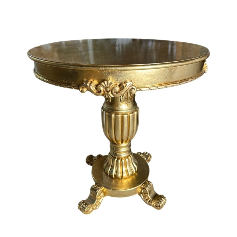 Mesa de Canto Imperatriz Base Torneada Madeira Maciça Design Artesanal