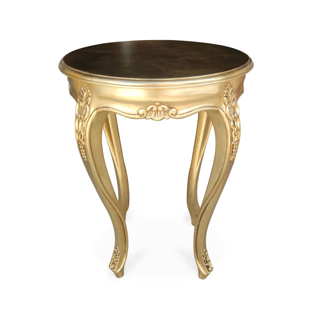 Mesa de Canto Napoleão Pintura Dourada Entalhada em Madeira