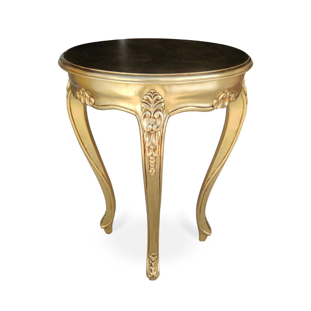 Mesa de Canto Napoleão Pintura Dourada Entalhada em Madeira