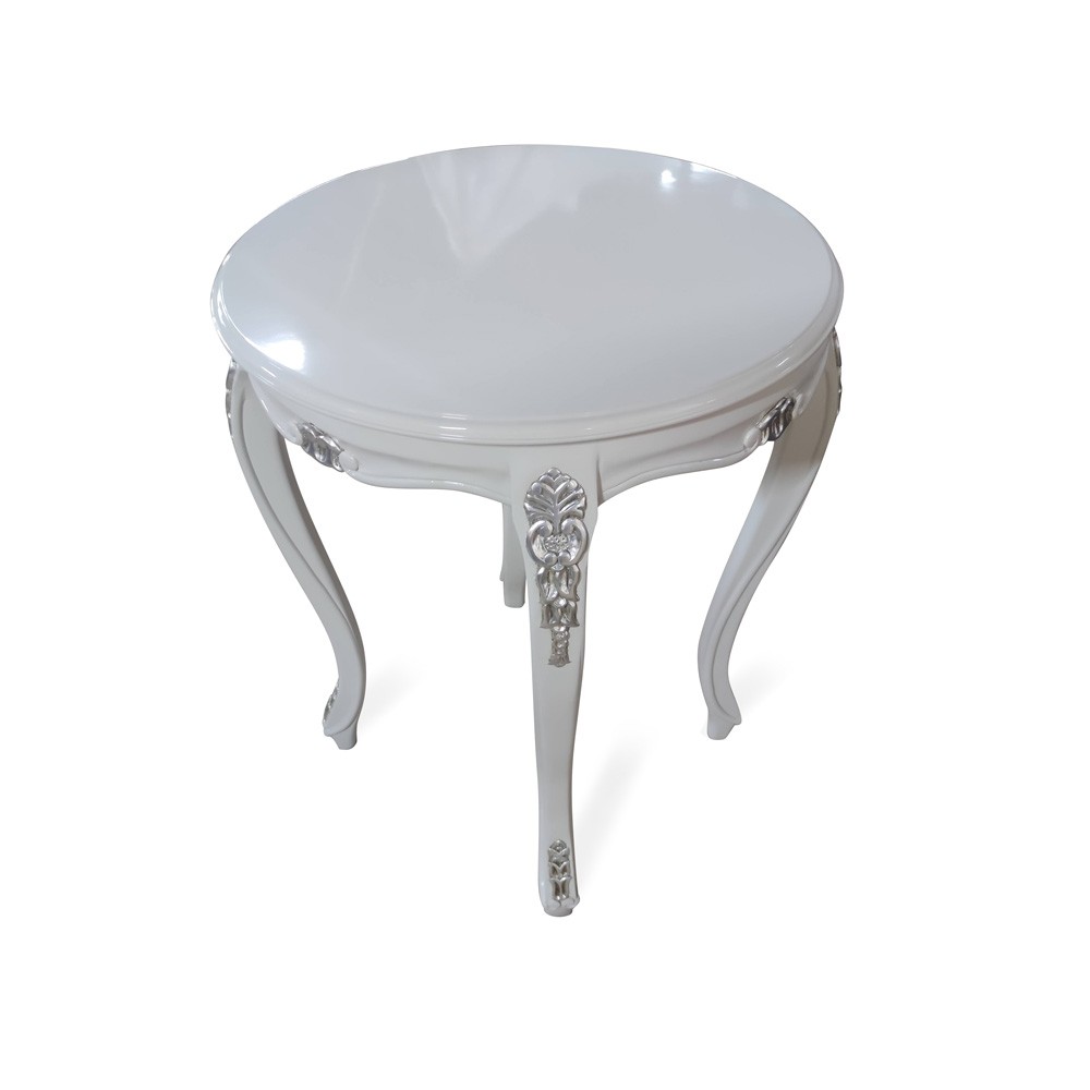 Mesa de Canto Napoleão Entalhada Madeira Maciça Design de Luxo