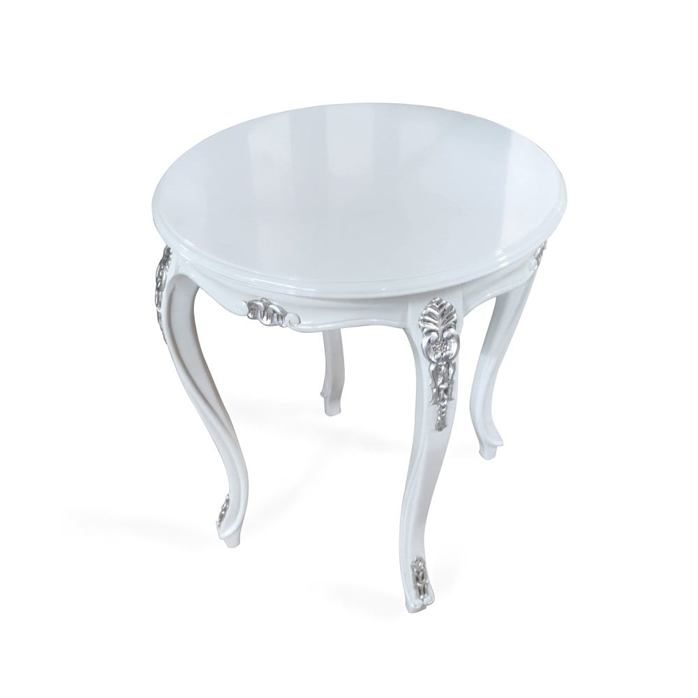 Mesa de Canto Napoleão Entalhada Madeira Maciça Design de Luxo