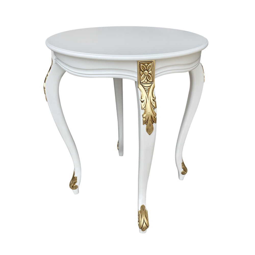 Mesa de Canto Napoleão Pintura Dourada Entalhada em Madeira Maciça