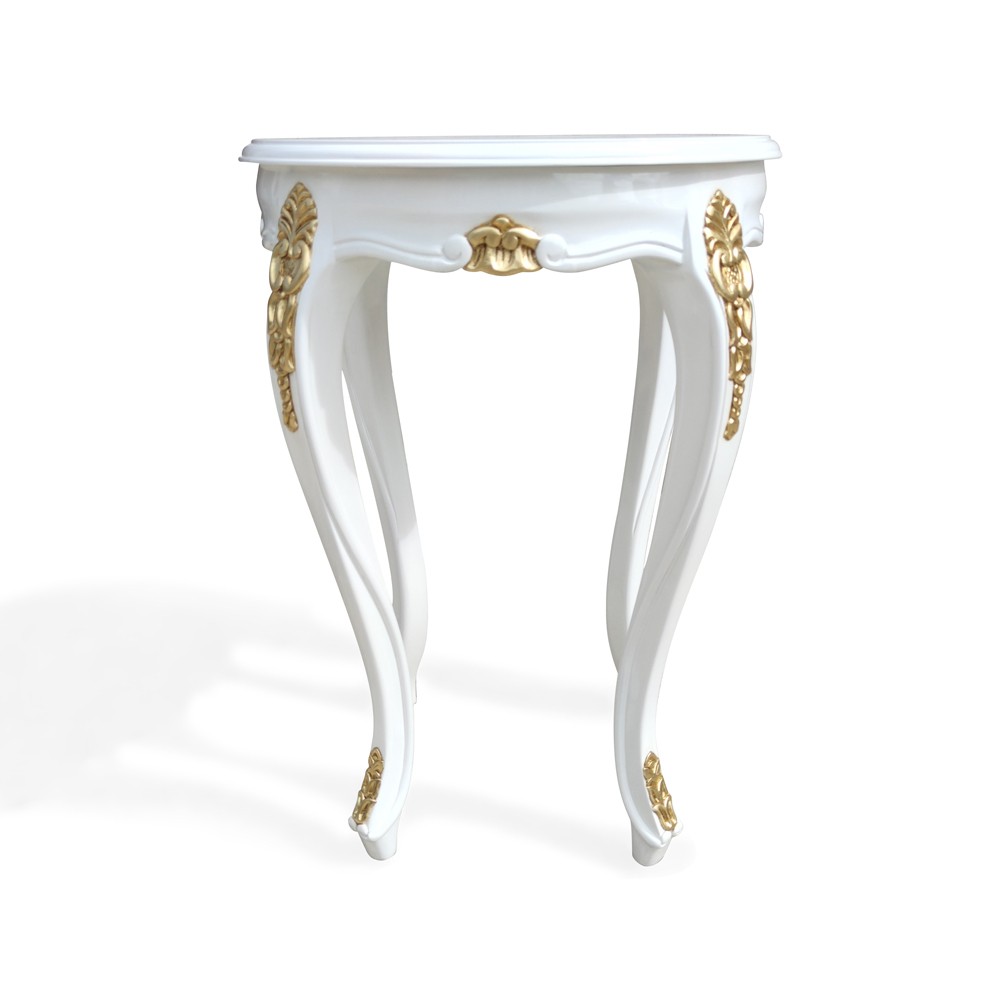 Mesa de Canto Napoleão Entalhada Madeira Maciça Design de Luxo