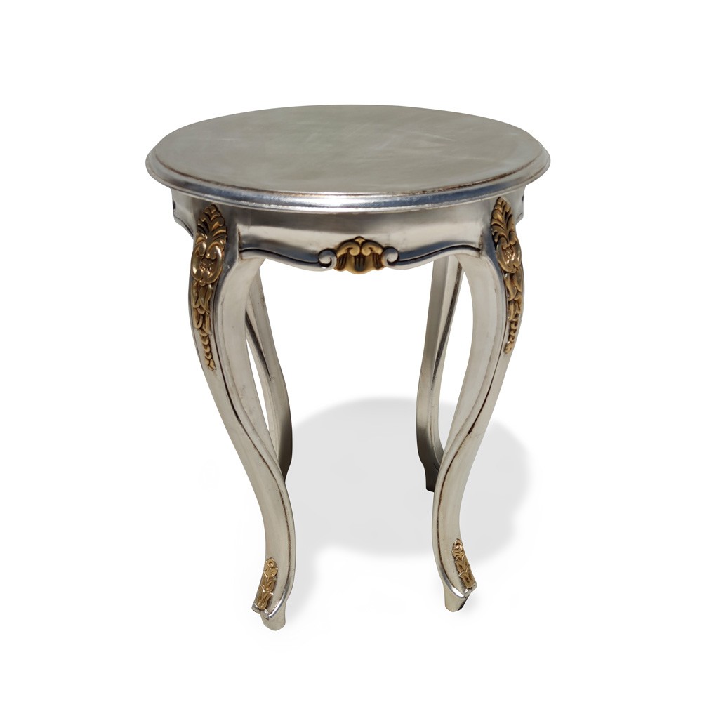 Mesa de Canto Napoleão Pintura Dourada Entalhada em Madeira Maciça