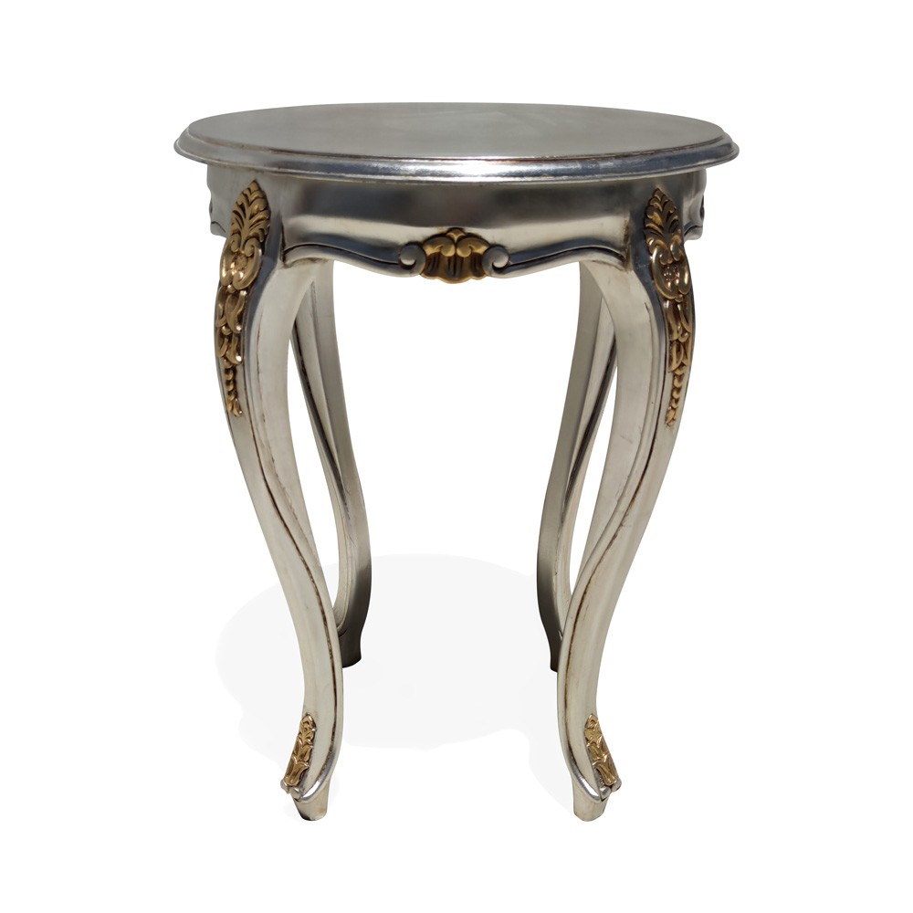 Mesa de Canto Napoleão Pintura Dourada Entalhada em Madeira Maciça