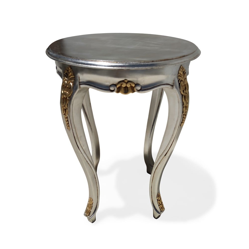 Mesa de Canto Napoleão Pintura Dourada Entalhada em Madeira Maciça