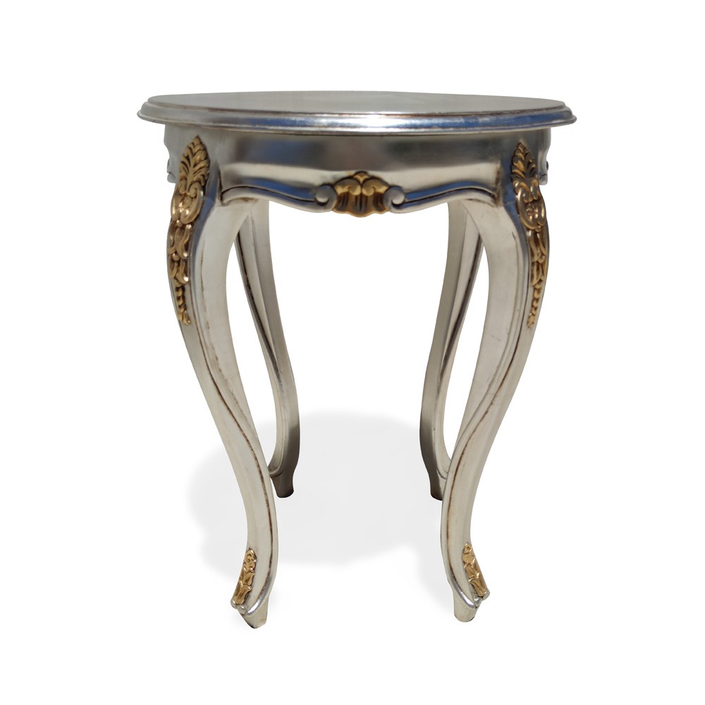 Mesa de Canto Napoleão Pintura Dourada Entalhada em Madeira Maciça