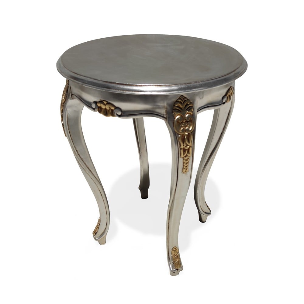 Mesa de Canto Napoleão Pintura Dourada Entalhada em Madeira Maciça