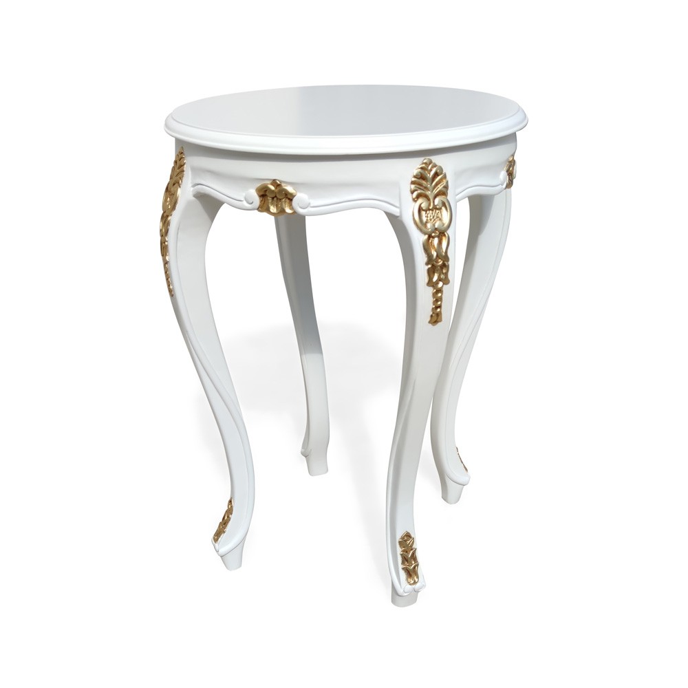 Mesa de Canto Napoleão Entalhada Madeira Maciça Design de Luxo