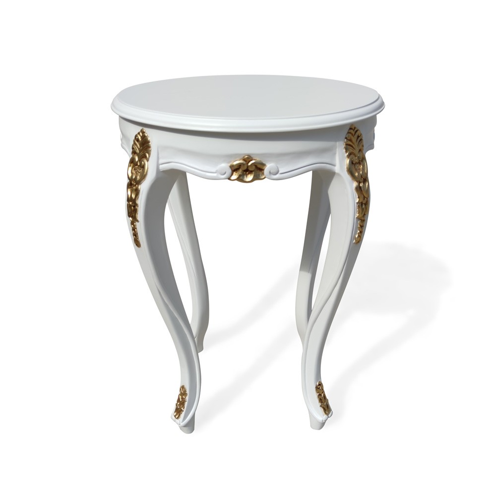 Mesa de Canto Napoleão Entalhada Madeira Maciça Design de Luxo