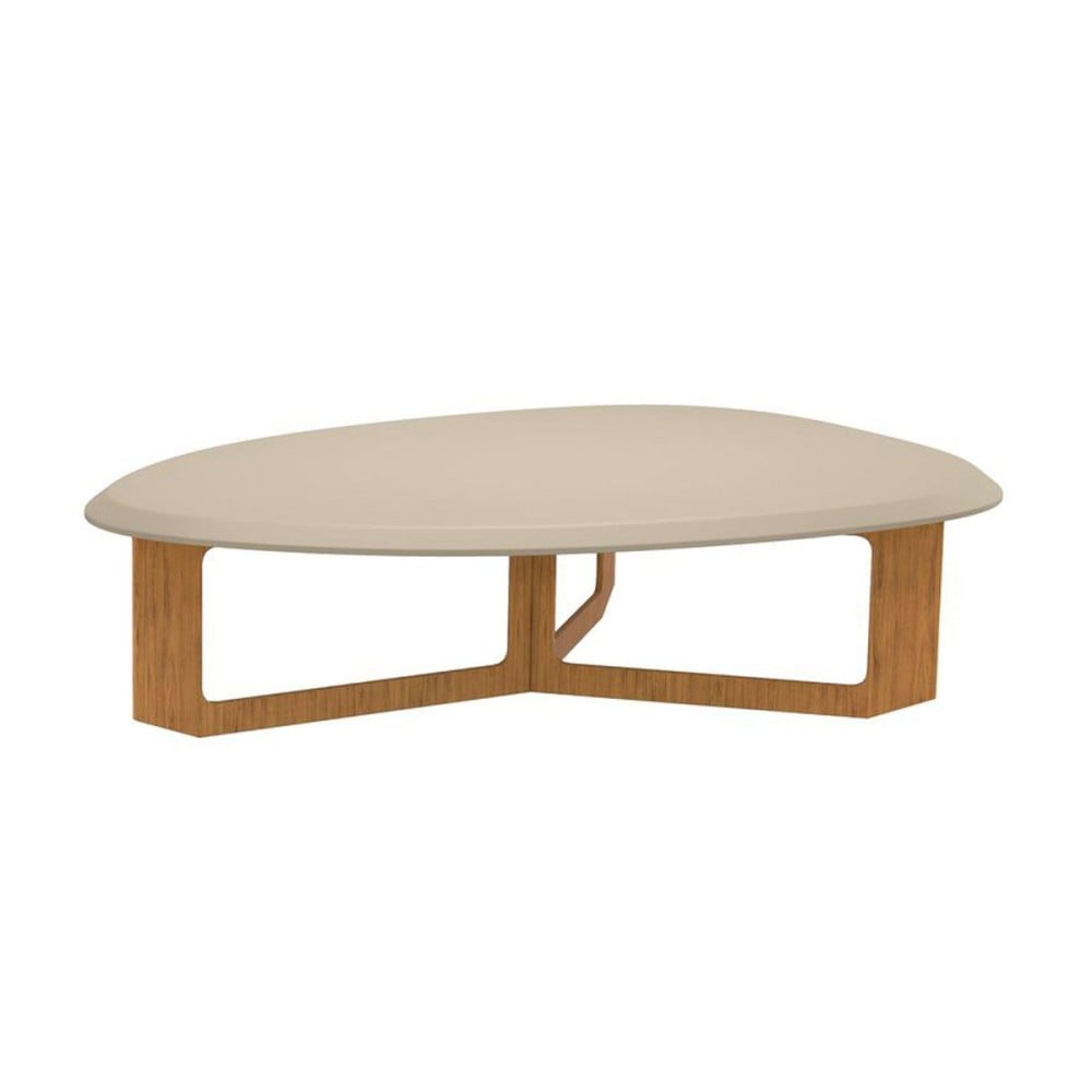 Mesa de Centro Dallas II Design Orgânico Tampo Chanfrado Laqueado Pés em Madeira Laminada