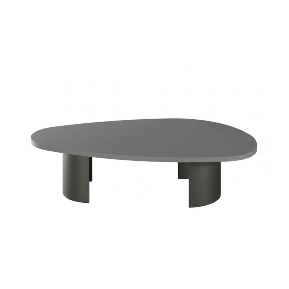 Mesa de Centro Eben Tampo Orgânico em Madeira com Duas Bases em Aço Carbono com Pintura Epóxi