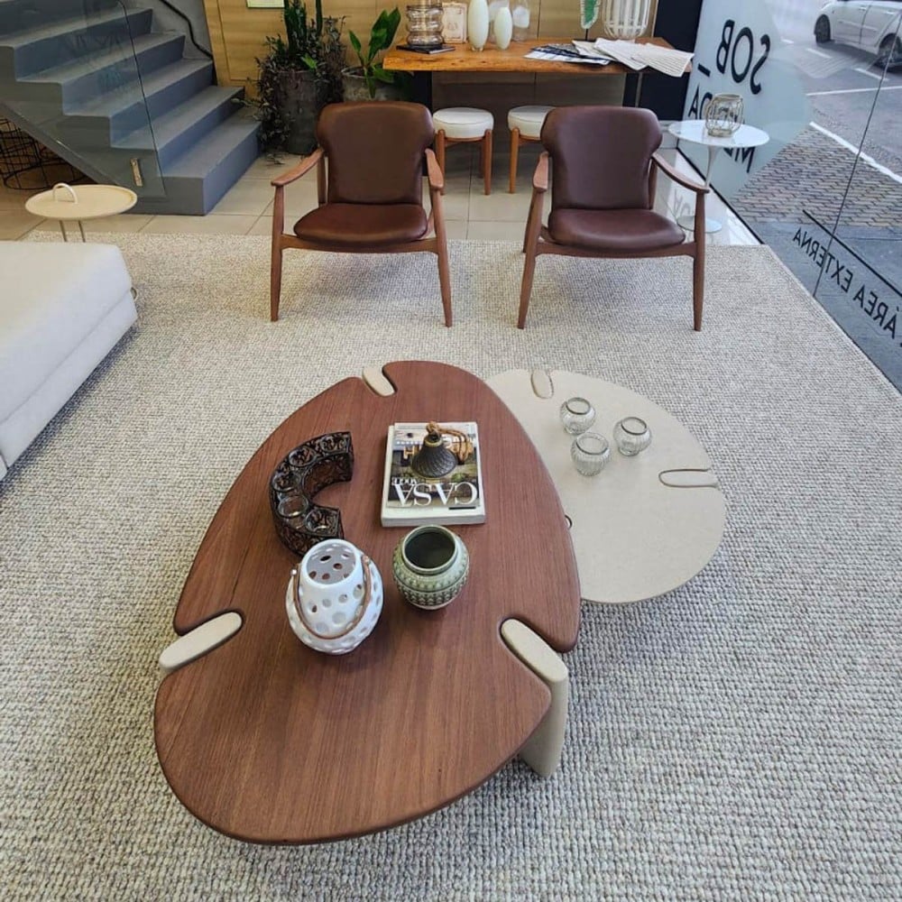 Mesa de Centro Faye Duo II Tampo Laminado Bases em Mineral Design by Studio 3 Design