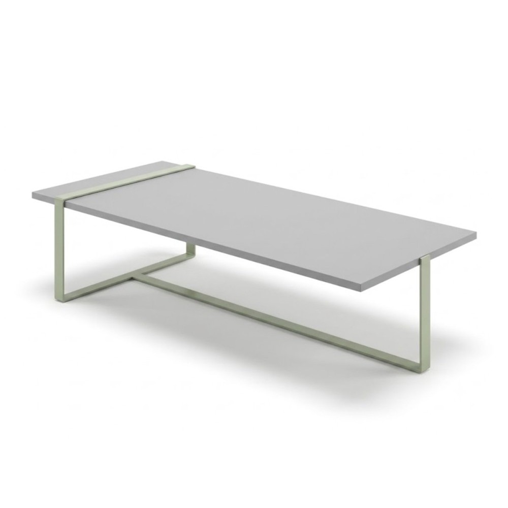 Mesa de Centro Fenice Tampo Retangular em Madeira e Base em Chapa de Aço Carbono com Pintura Epóxi