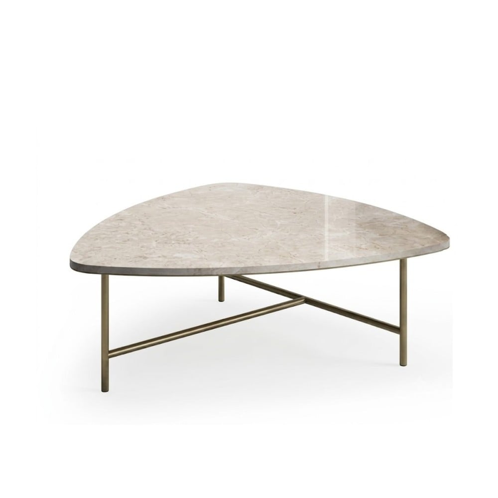 Mesa de Centro Frida Tampo Orgânico em Vidro Marmorizado com Estrutura em Aço Carbono com Pintura Epóxi
