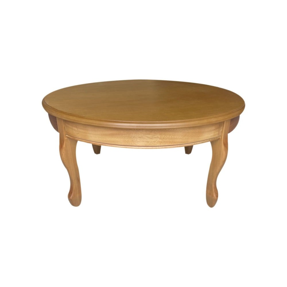 Mesa de Centro Inglesa Redonda Madeira Eucalipto Design de Luxo Peça Artesanal