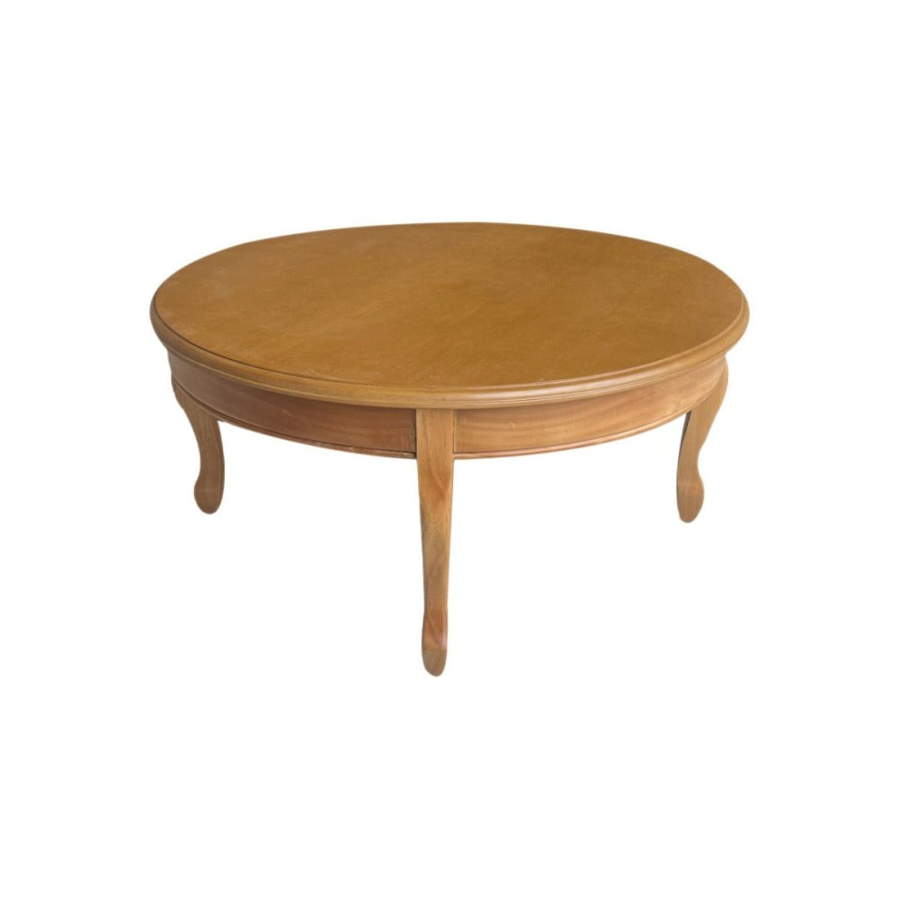 Mesa de Centro Inglesa Redonda Madeira Eucalipto Design de Luxo Peça Artesanal