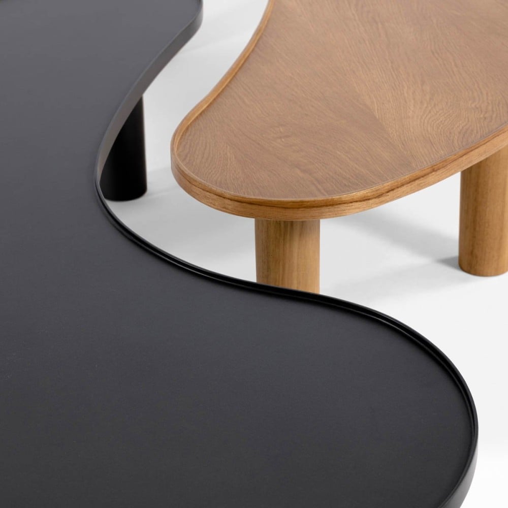 Mesa de Centro Lytus Design Orgânico Estrutura Laqueada Bases Cilíndricas