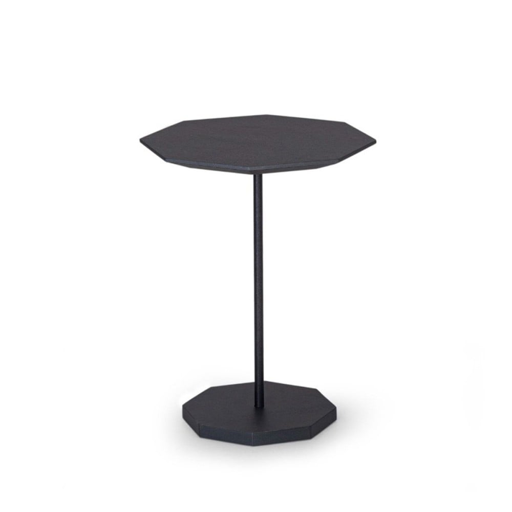 Mesa de Centro Ottus Octagonal Tampo Laminada Base em Madeira Maciça e Haste Tubular Metálica