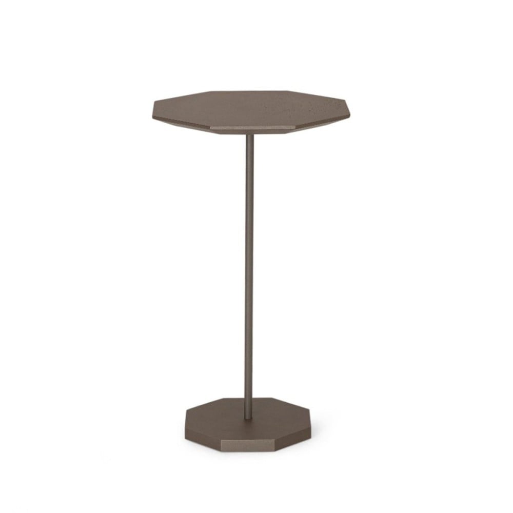 Mesa de Centro Ottus Octagonal Tampo Laminada Base em Madeira Maciça e Haste Tubular Metálica