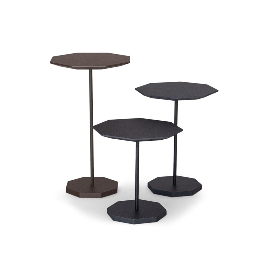 Mesa de Centro Ottus Octagonal Tampo Laminada Base em Madeira Maciça e Haste Tubular Metálica