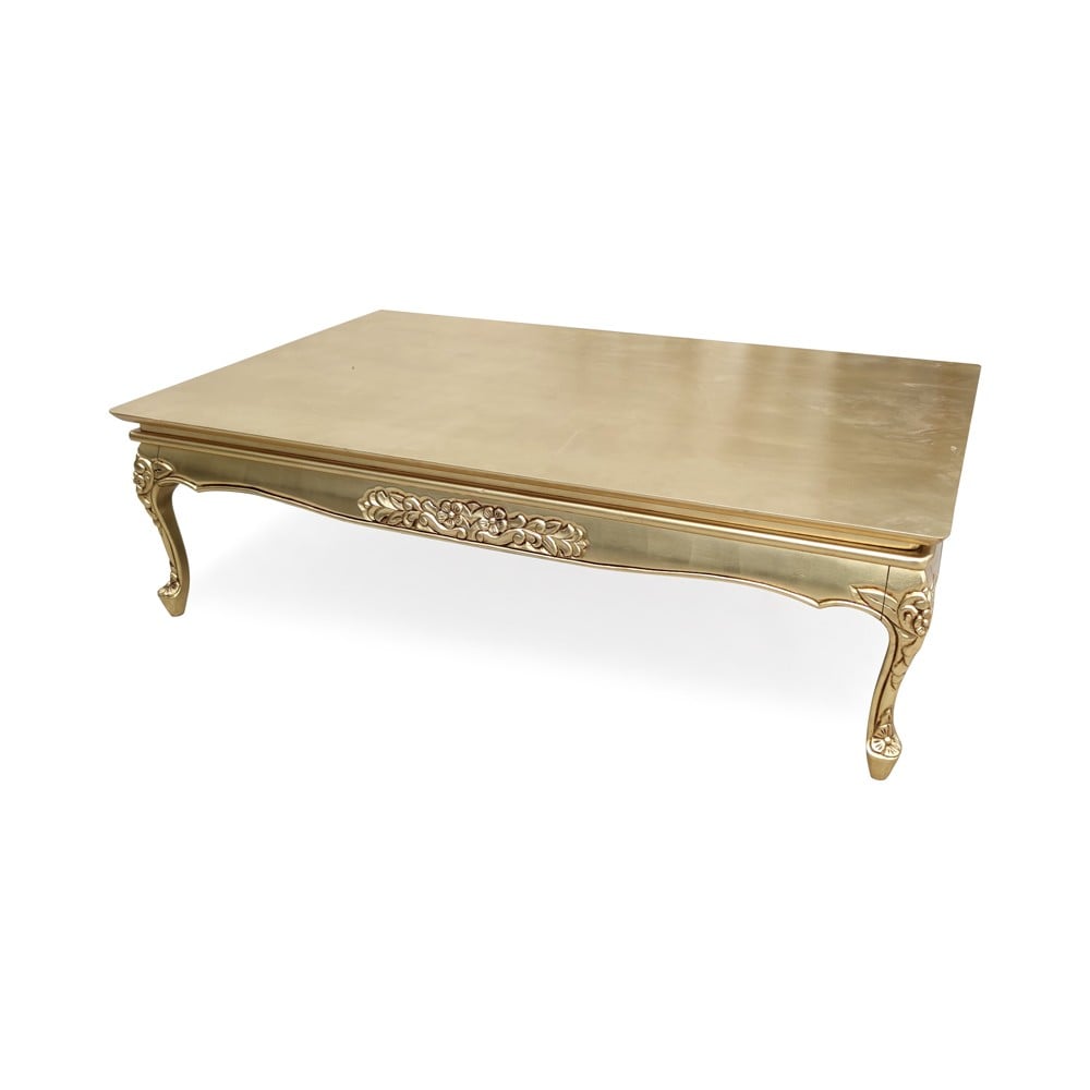 Mesa de Centro Provençal Entalhada Madeira Maciça Design de Luxo Peça Artesanal
