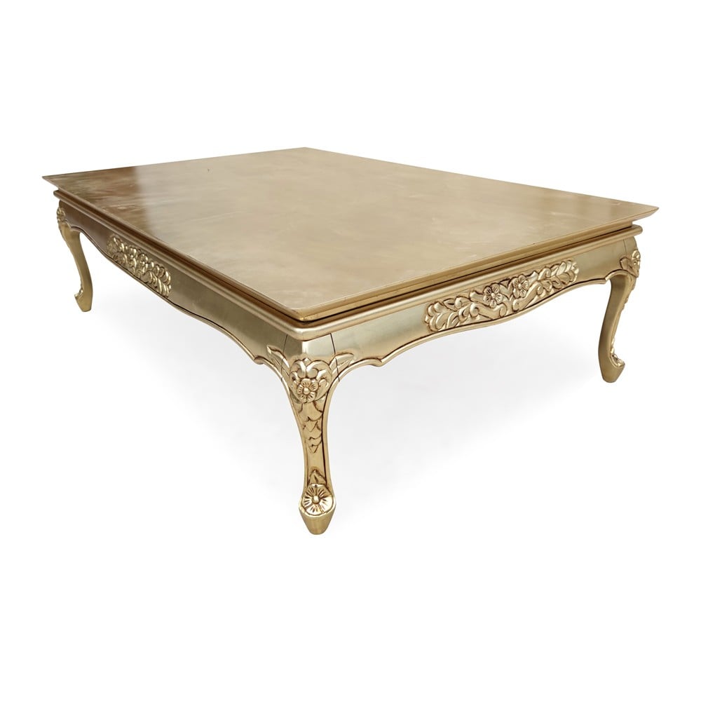 Mesa de Centro Provençal Entalhada Madeira Maciça Design de Luxo Peça Artesanal