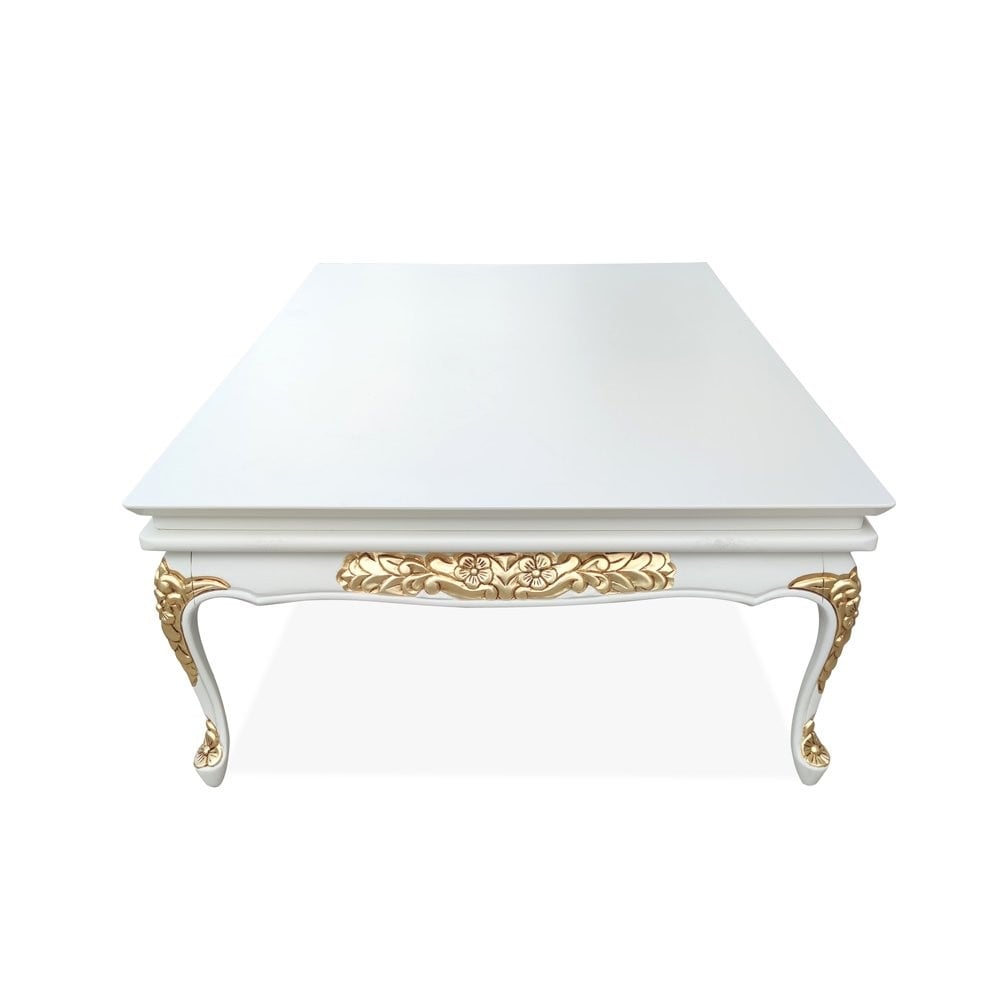 Mesa de Centro Provençal Entalhada em Madeira com Pinturas Personalizadas