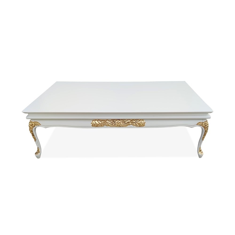 Mesa de Centro Provençal Entalhada em Madeira com Pinturas Personalizadas