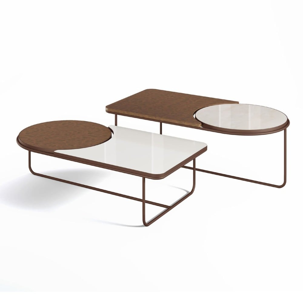 Mesa de Centro Individual Savona Design Orgânico Estrutura Metálica