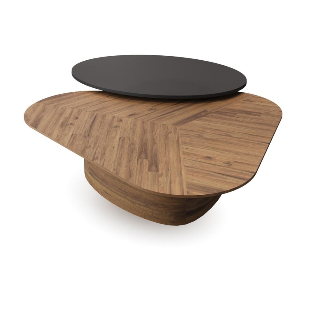 Mesa de Centro Yva-Cluny Conjunto 2 Peças Tampo Orgânico Laminado e Oval com Acabamento Metalizado Bases Geométricas