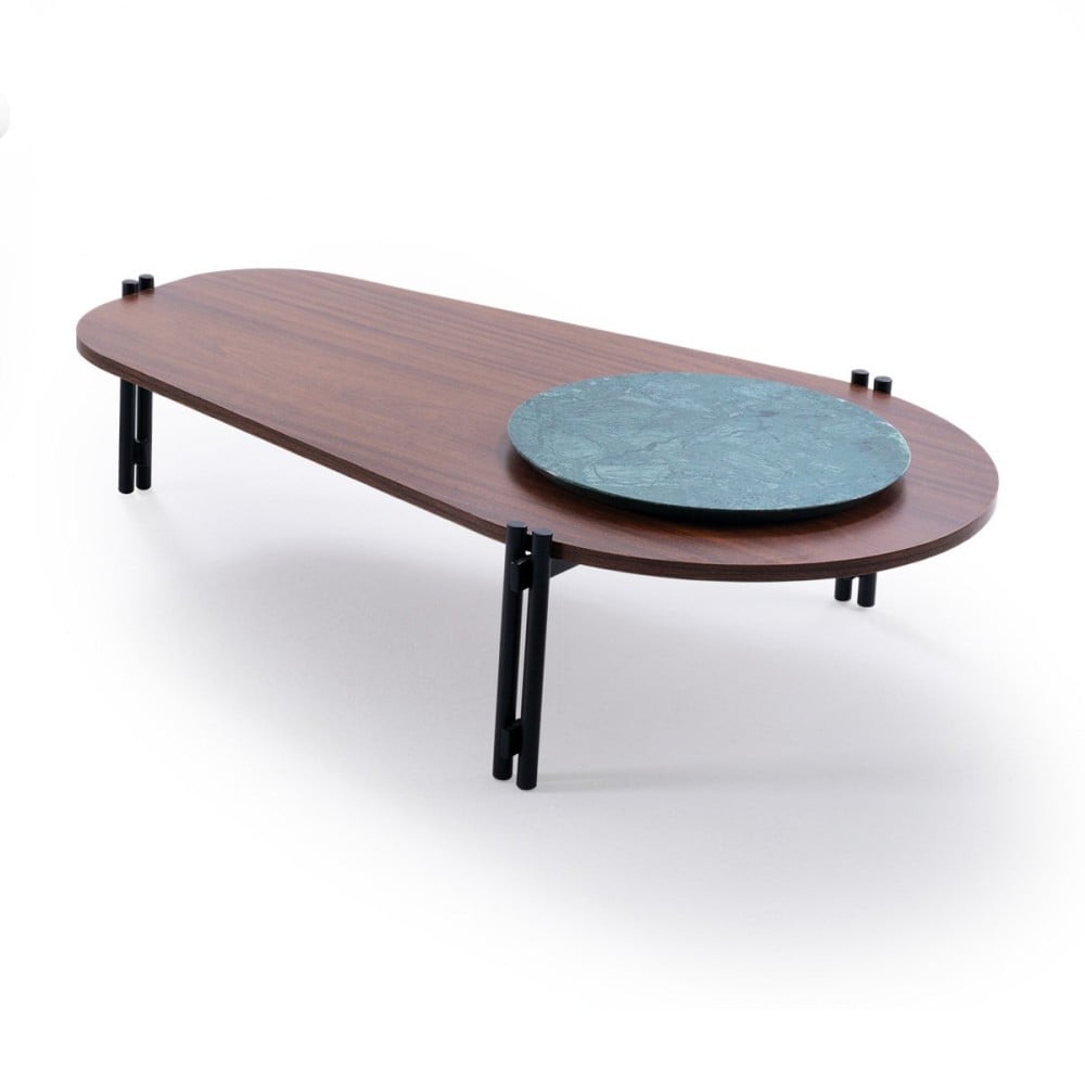 Mesa de Centro Zephyra Tampo Orgânico Bandeja em Pedra Natural Pés em Metal Design by Matheus Bitencourt