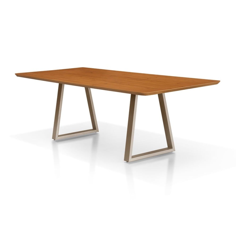 Mesa de Jantar Arezzo Retangular Tampo Laminado Cinamomo Base Aço Carbono Pintura Eletrostática Design Moderno