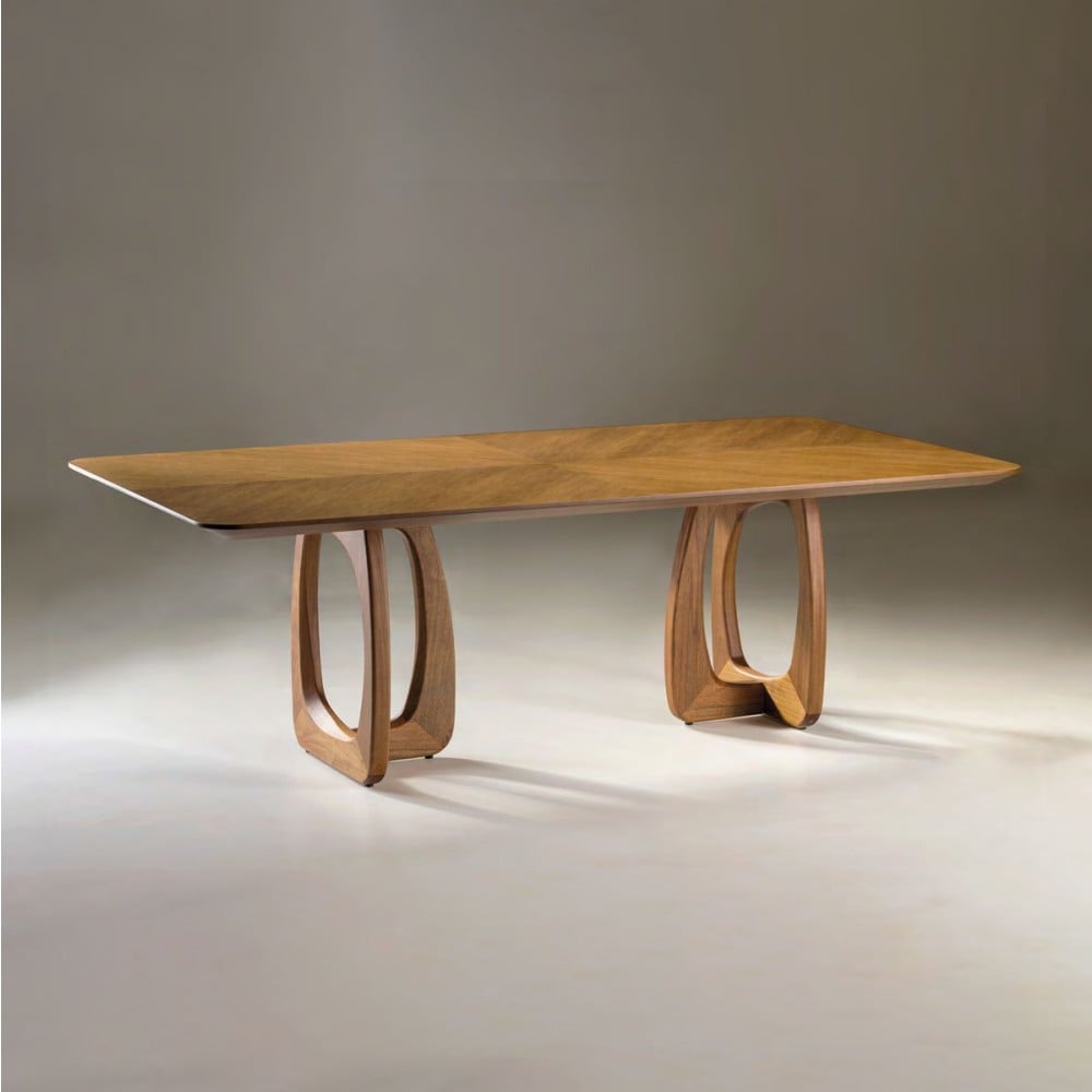 Mesa de Jantar Aurion Design Retangular Tampo Pré Composto Base Madeira Maciça Design Exclusivo by Luiz Bossardi