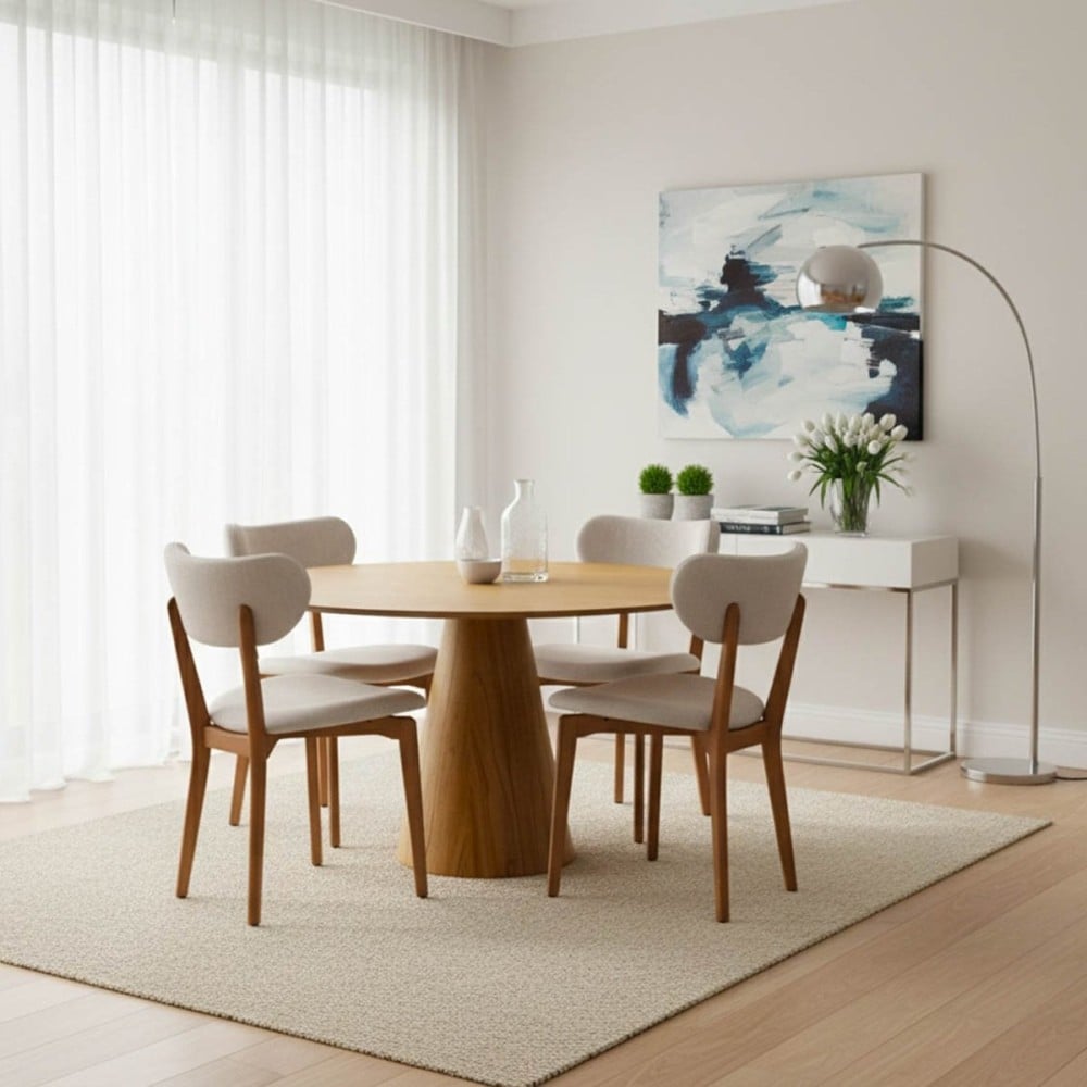 Mesa de Jantar Jaxon Tampo Lâmina Cinamomo Base Tingida