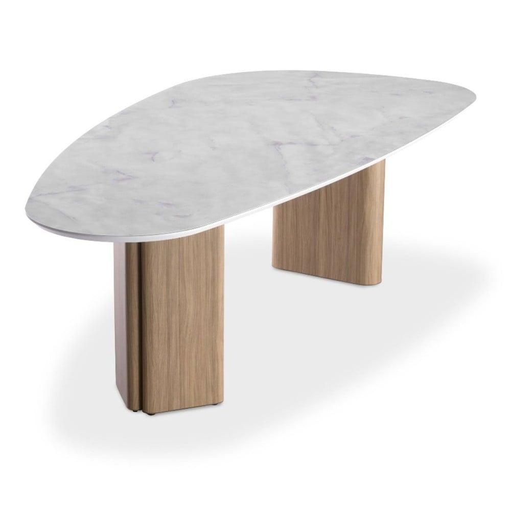 Mesa de Jantar Landa Design Orgânico Tampo com Vidro Pintado Base com Laminado Melamínico
