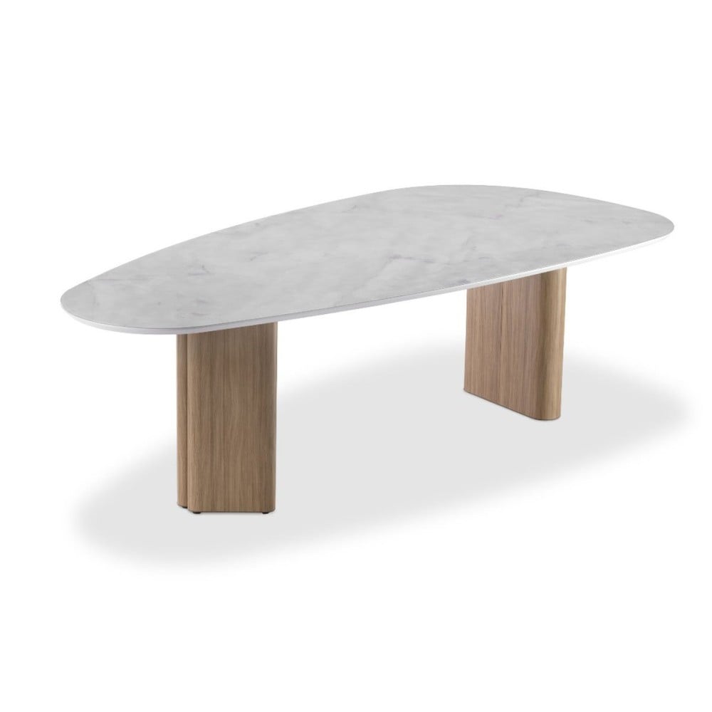 Mesa de Jantar Landa Design Orgânico Tampo com Vidro Pintado Base com Laminado Melamínico